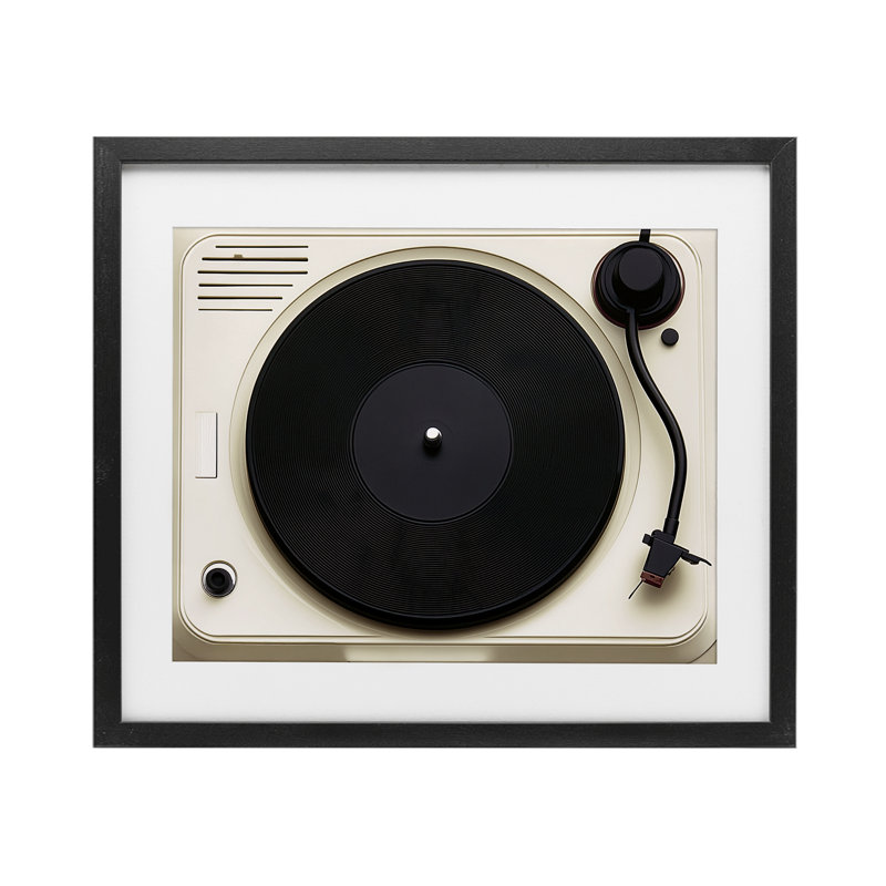 Impression de plateau tournant Classic Tunes sous verre, conception par Annabelle Hall, H 13 po x l 16 po, Cadre noir minuit