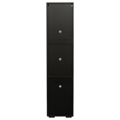 Armoire latérale noire avec lampe à bande en aluminium - espace de rangement généreux avec beaucoup de rangement, panneau de particules de 15 mm facile d'entretien l 40 x P 29 x H 170 cm