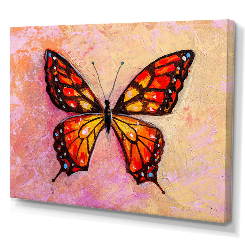 Abstrait papillon monarque II - reproduction d'art sur toile traditionnelle, H 8 po x l 12 po x P 1 po, Toile tendue
