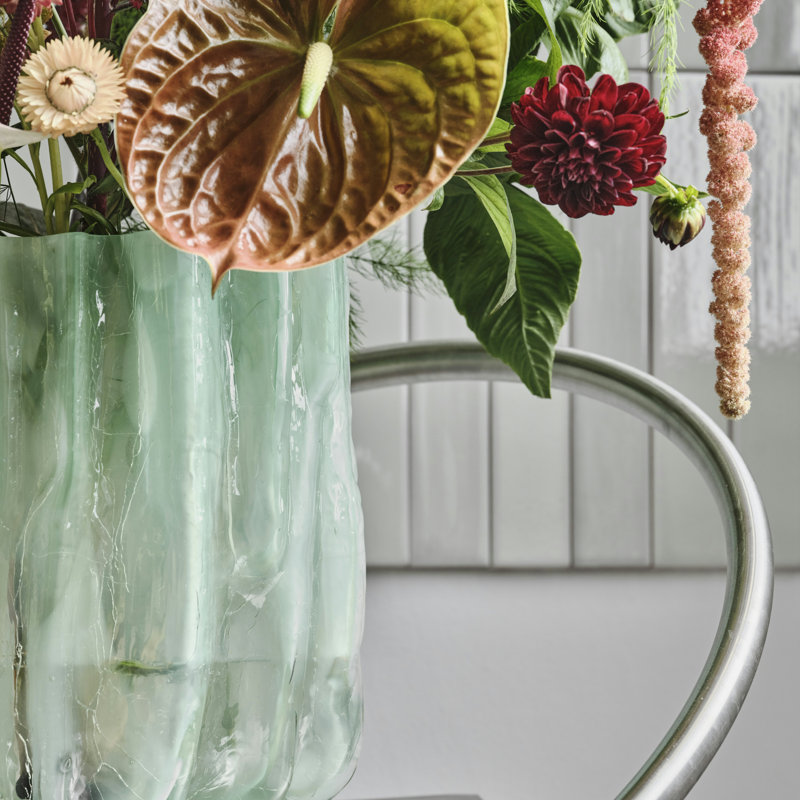 Crackle Glass Table Vase, Lime Green, 10.63" H x 7.87" W x 7.87" D