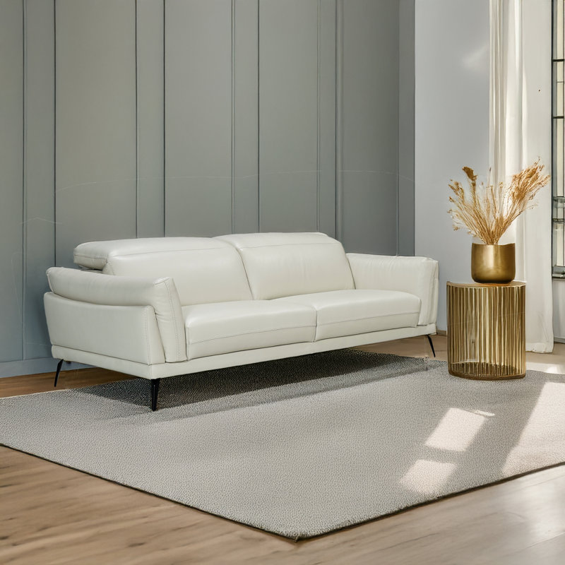 Dayse Leather Loveseat, Gray