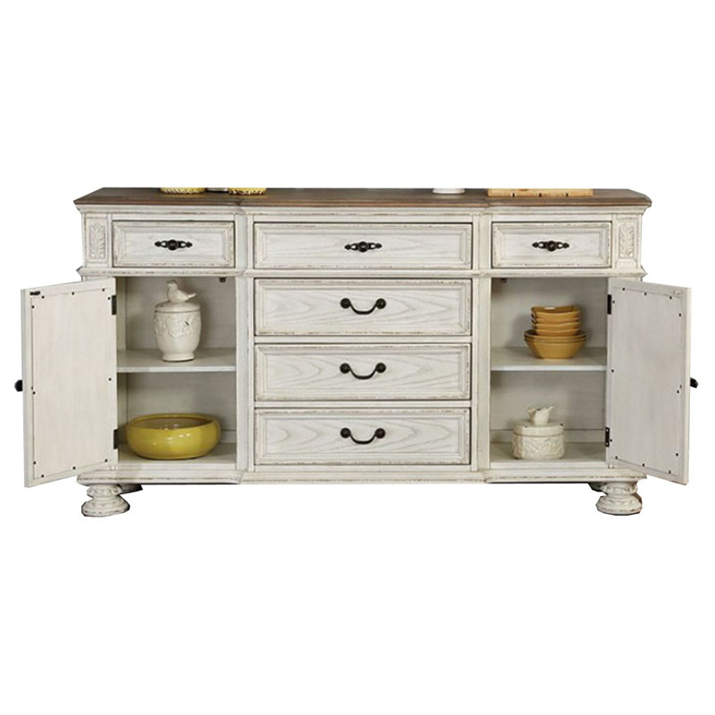 Surabaya 68'' Sideboard, Antique White/Brown