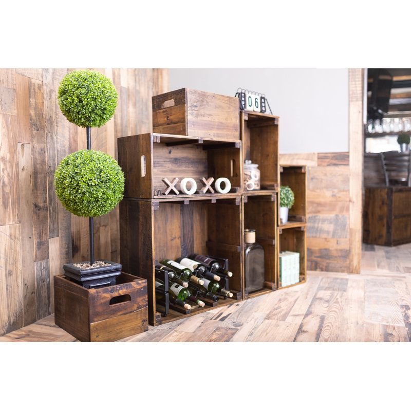 Caisse en bois massif, Brun, 12 x 12 x 24
