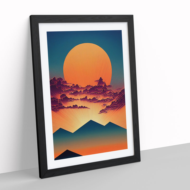 Mountain Sunset - Framed Print, 46cm H x 34cm W x 2cm D, Black