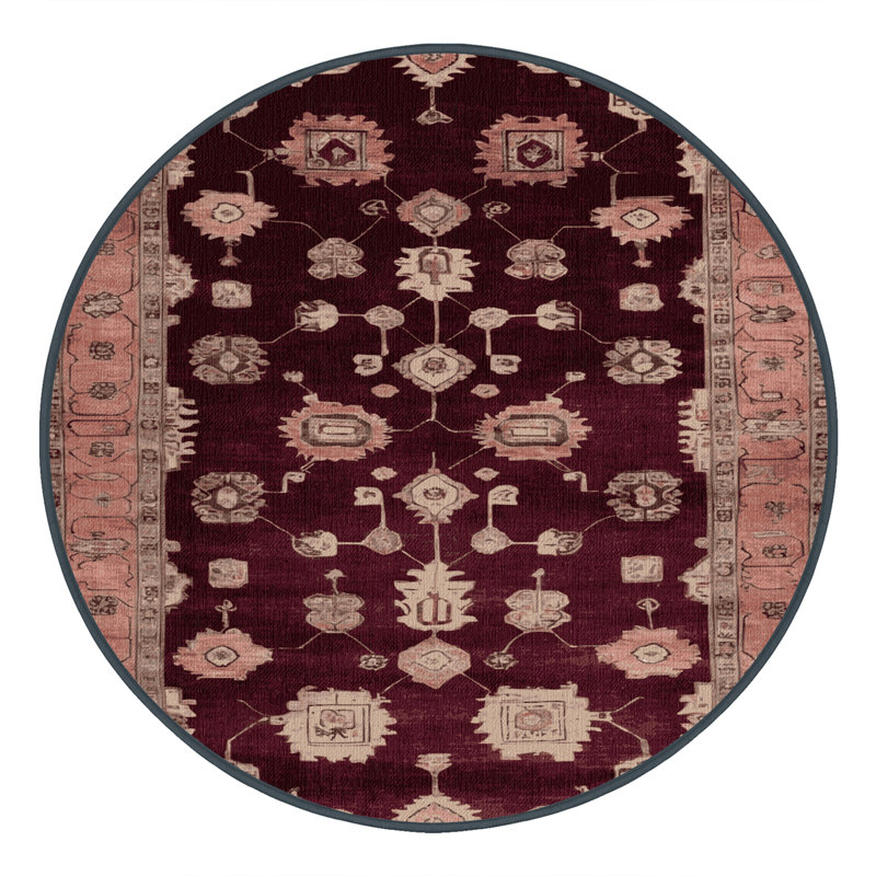 Machine Washable Overdyed Red Area Rug, Round 5'