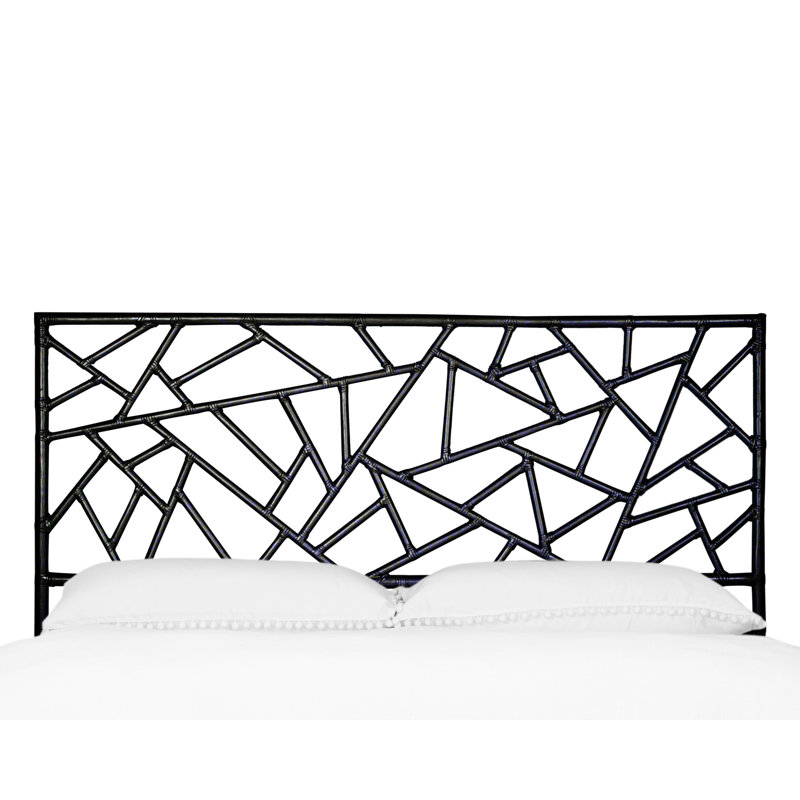Tiffany Wicker/Rattan Open-Frame Headboard, Black, King