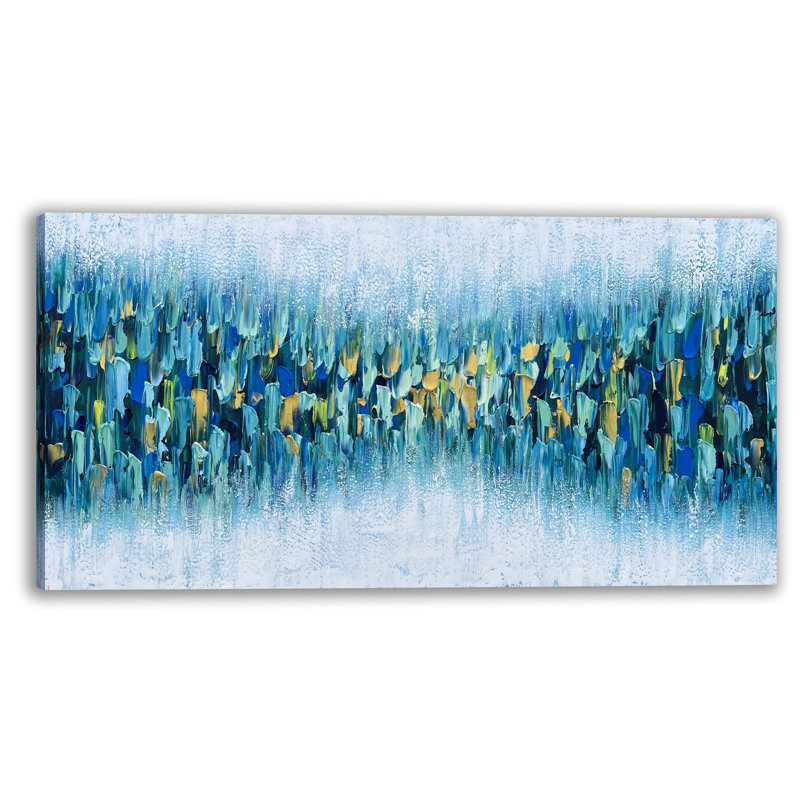 Abstrait - peinture sur toile tendue, H 24 po x l 48 po x P 1,5 po