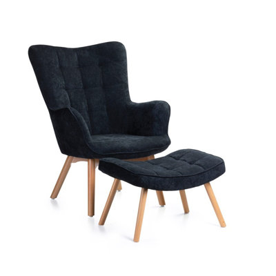 Nekoma Upholstered Accent Chair with Footstool