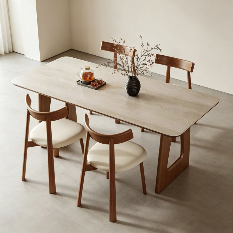 Mid-Century Rectangular Dining Table, 29.5" H x 70.9" W x 31.5" D