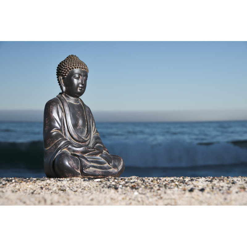 A Japanese Buddha Statue On The Beach by Wesvandinter - Wrapped Canvas Print, 30cm H x 46cm W x 3.8cm D