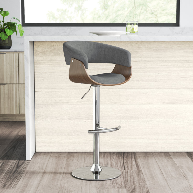 Tabouret de bar pivotant réglable en hauteur Amein, Gris texturé