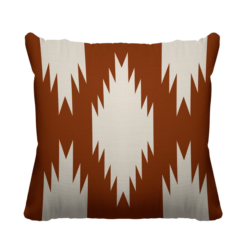 Coussin intérieur / extérieur Yuma Southwestern, L 17 po x H 17 po, Orange brûlé