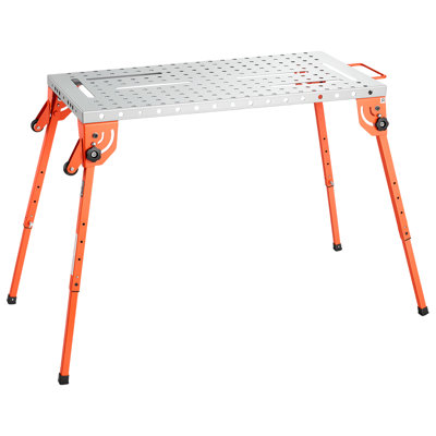 Foldable Welding Table, 44" x 21" Workbench with 500 lbs Capacity, Adjustable Height, Durable Steel Construction, 6 Tool Slots & 0.63" Fixture Holes for Welding, Assembly, and Repairs