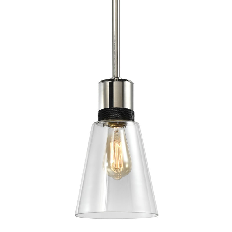 Luminaire suspendu simple à 1 lumière Farella, Nickel poli / noir brossé satiné