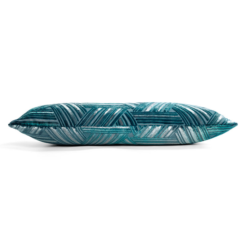 Entwined Velvet Pillow Cover & Insert, Pacific