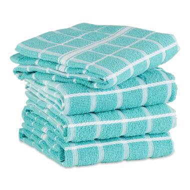 KitchenAid Albany Kitchen Towel Set, Mineral Water Aqua/White, 16x26, Set  of 4 