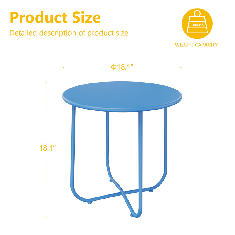 Patio Round Side Table, Modern Industrial Style, Navy