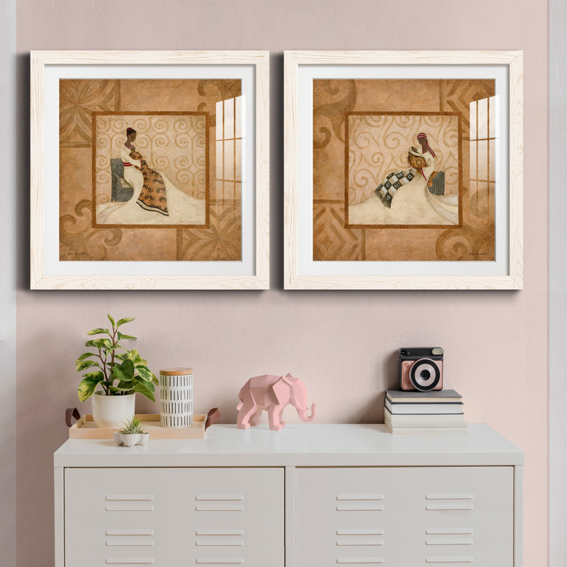 A Mother's Touch - Ensemble de 2 peintures encadrées, H 27,5 po x l 55 po x P 1,5 po, Cadre blanc