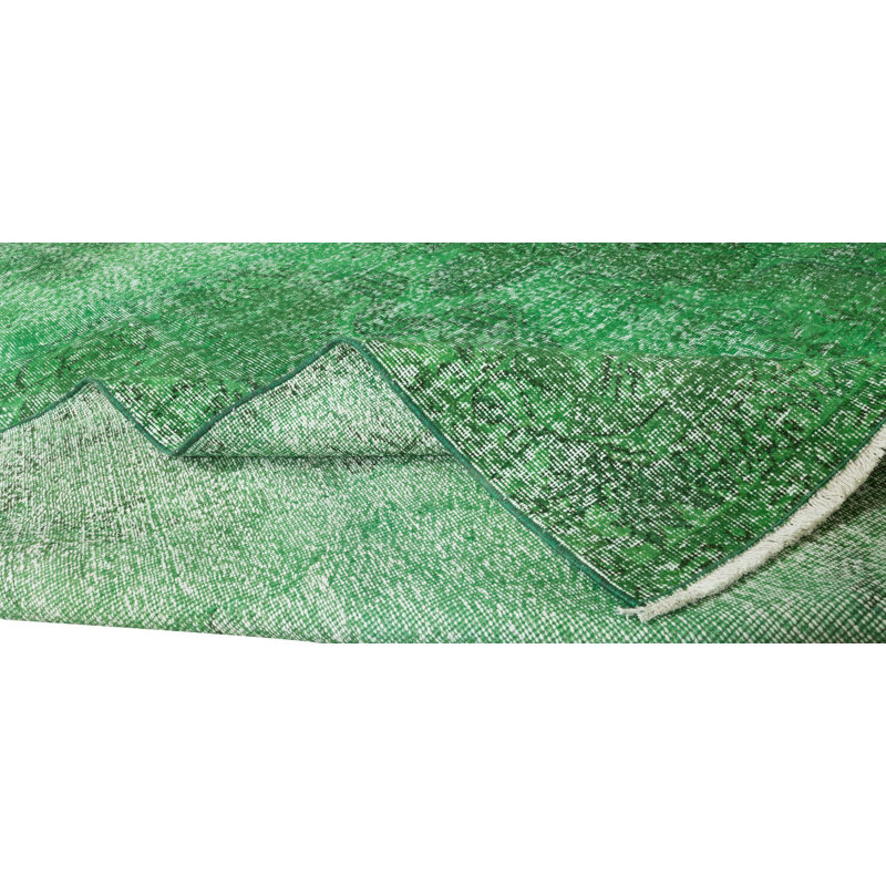 Tapis turc fabriqué à la main de 5,6 x 8,7 pi surteint en vert, 4 superbes intérieurs modernes