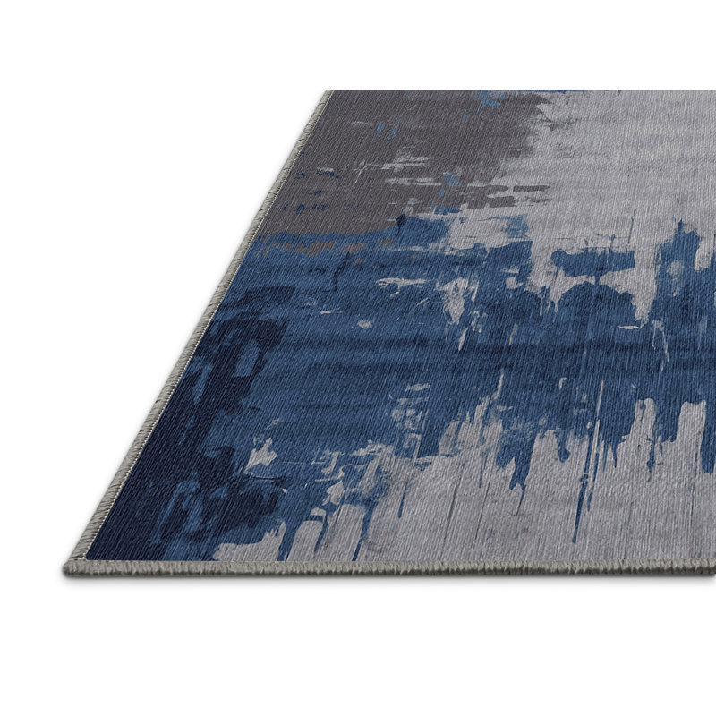Machine Washable Gray Area Rug, Square 7'