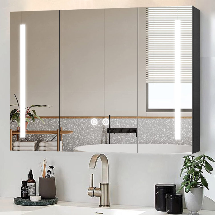 Harita 35'' W 27'' H Surface Mount Frameless Medicine Cabinet with Mirror and 3 Fixed Shelves