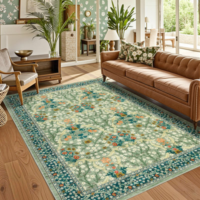 Floral Machine Printed Area Rug