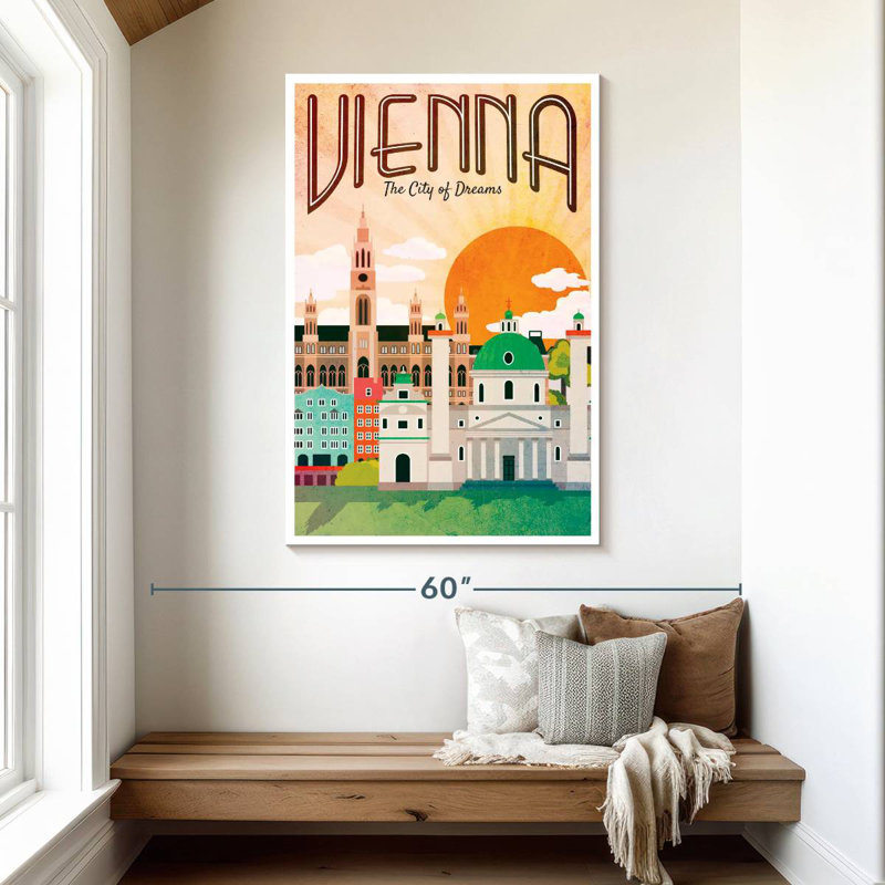 Affiche rétro de Vienne, H 48 po x l 32 po