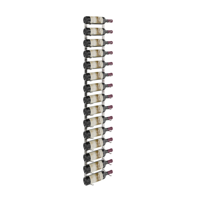 15 Bottle Wall Mounted Wine Bottle Rack, Brushed Nickel