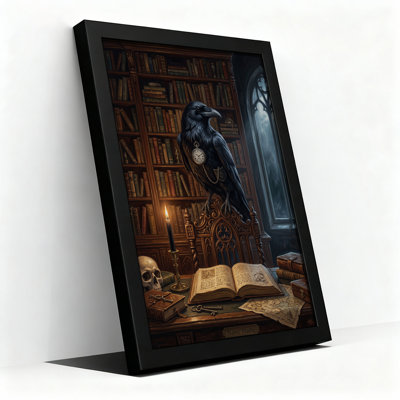 Art mural sur toile Halloween, corbeau noir et montre de poche