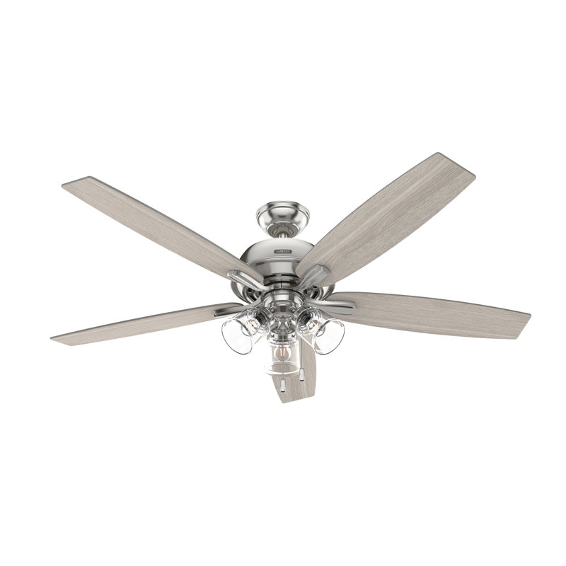 60" Dondra 5 - Blade Fan With Lights and Pull Chains, Brushed Nickel