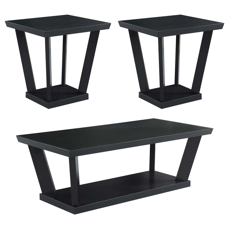 Ensemble 3 pièces noir avec tablette inférieure
