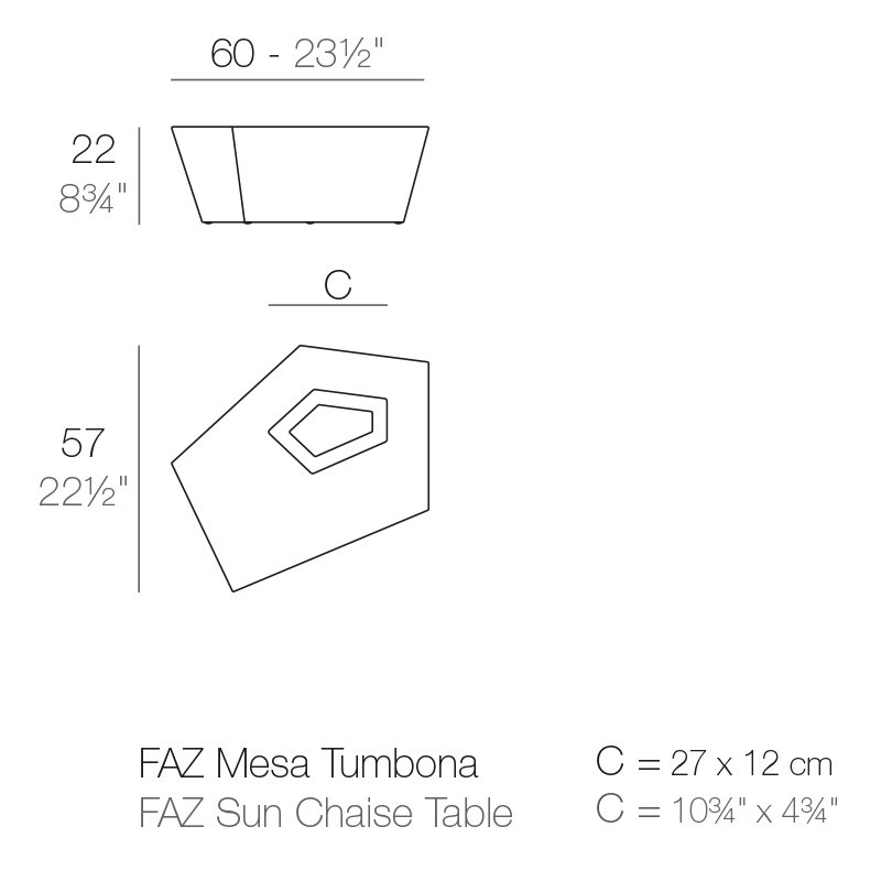Faz Plastic Coffee Table, Ice, 22.5" W x 23.5" L x 8.75" H
