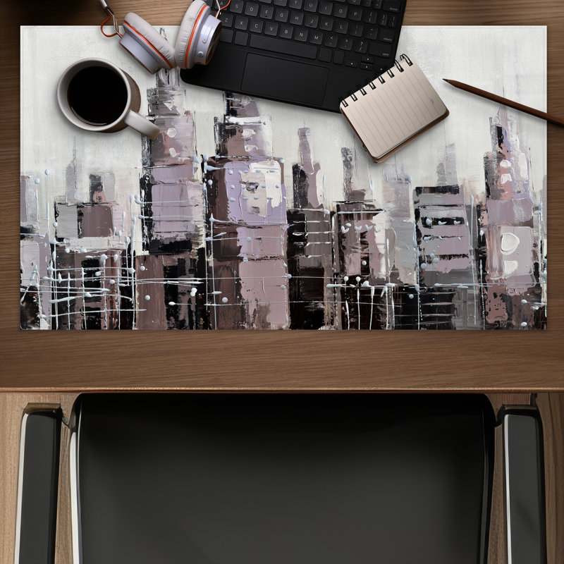 Abstract Grayscale Cityscape - Gray Modern Gaming Mat | Decor