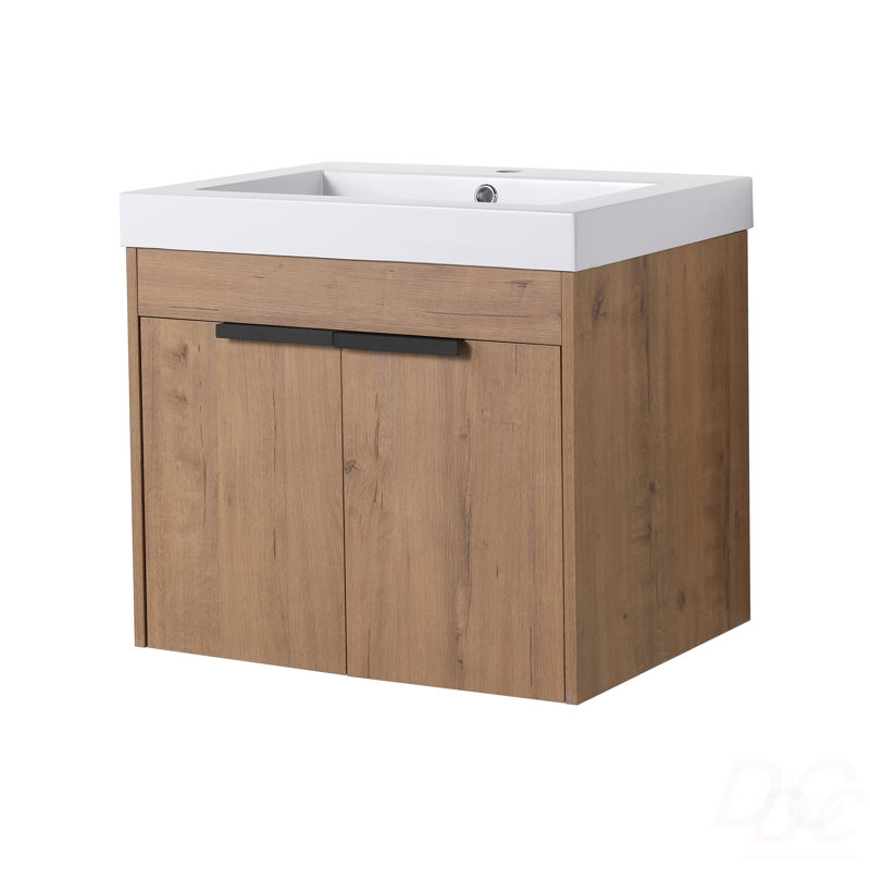 Meuble-lavabo 24 po avec comptoir, lavabo en résine, portes à fermeture douce (KD-PACKING)