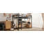 Lit mezzanine double avec bureau et tiroirs de rangement en tissu non tissé, structure de lit mezzanine en métal avec échelles