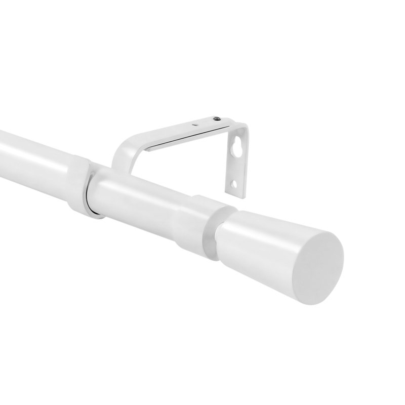 Glossy White Adjustable Polyresin Curtain Rod 48"-84"