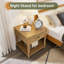 Table de bout en bois massif de 24 po avec tiroir et tablette, table d'appoint avec pieds à broche pour le salon et la chambre à coucher-528035891