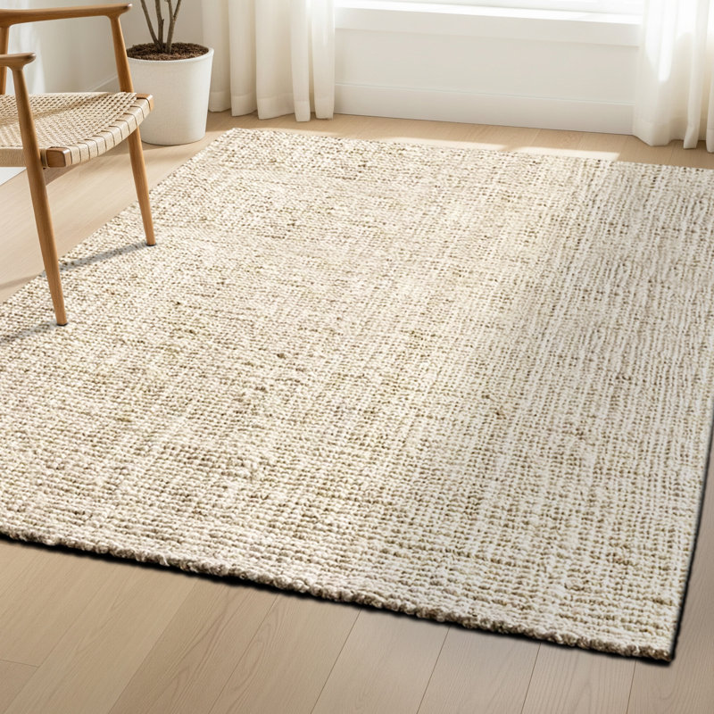 Orlean 100% Jute Area Rug – Handwoven, Bohemian & Rustic Style, Non-Slip, Ideal for High-Traffic Areas, Rectangle 3' x 5'