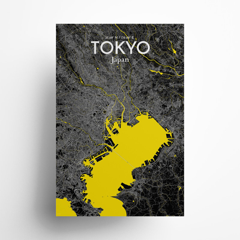 Tokyo City Map In Times - No Frame Print, 36cm H x 24cm W x 0.05cm D