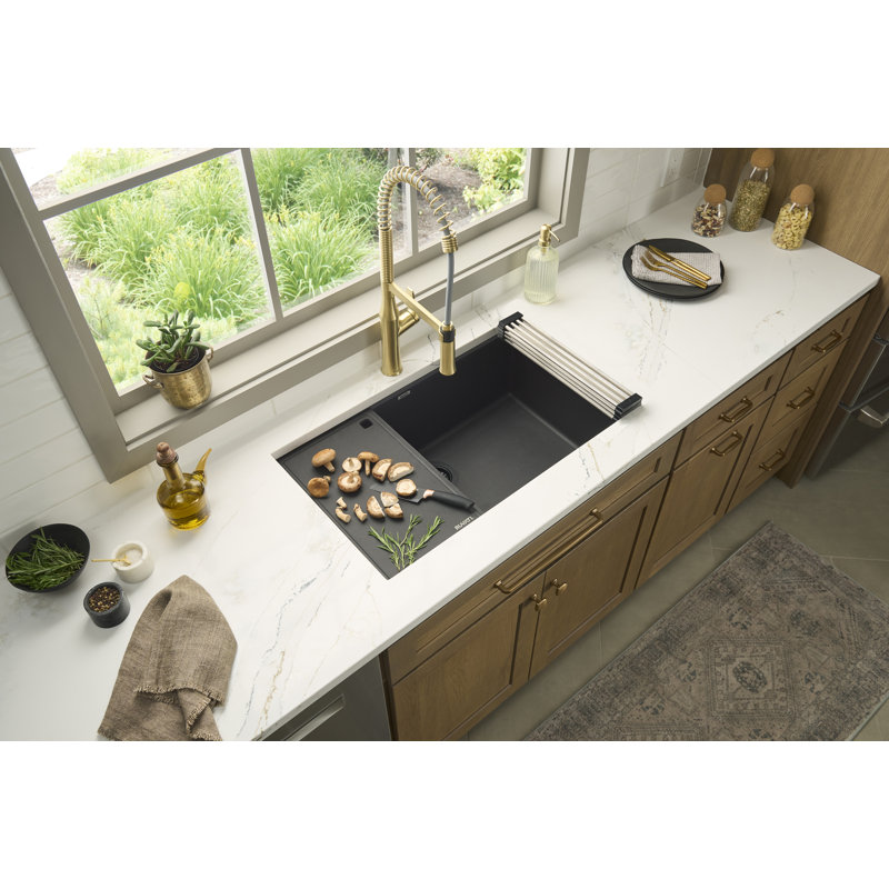 Ruvati 33-inch Undermount Workstation Granite Composite Kitchen Sink, Urban Gray
