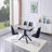 Modern Rectangular Dining Table Light Gray Painted Mdf Top Sturdy Geometric Metal Legs