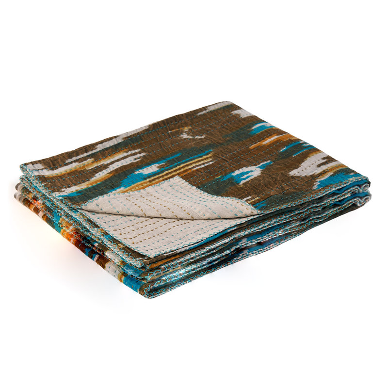 Handcrafted Kantha Patchwork Cotton Throw Blanket 50x70