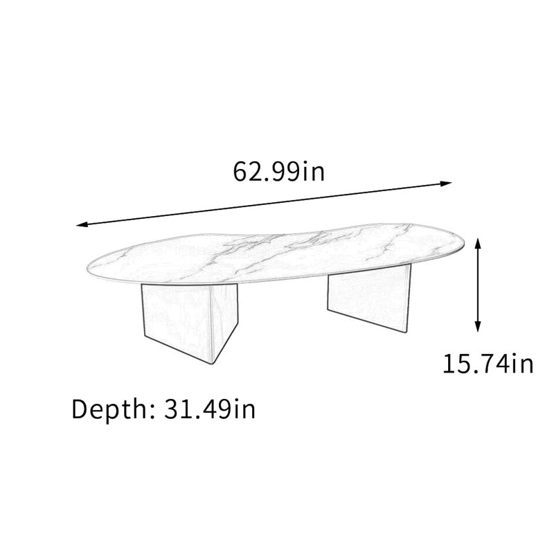 Table basse en ardoise Simplicity Home Creativité, Blanc / gris clair, 15.74" H x 62.99" L x 31.49" W