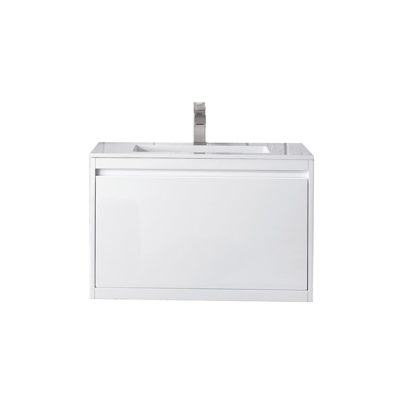 Mantova 31.5'' W Single Vanity, Glossy White, 31.5'' W, Charcoal Black