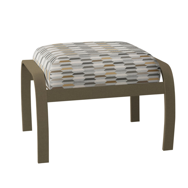 Repose-pieds avec coussin Askar, Bois de plage texturé, Bleu minéral