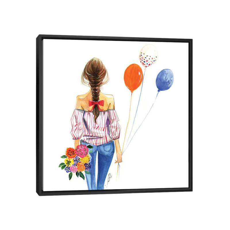 « balloon fille » par rongrong devoe-print, H 26 po x l 26 po x P 1,5 po, Toile avec cadre noir