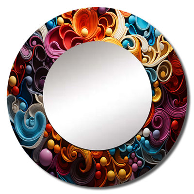 Opt Art Vibrant Illusions I - Op Art Wall Mirror, Modern Decorative Mirror, Printed Metal Art