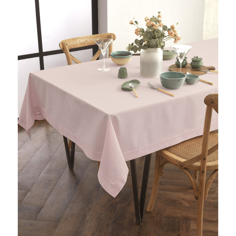 Dru Cotton Linen Plain Tablecloth, 104" x 60", Pink