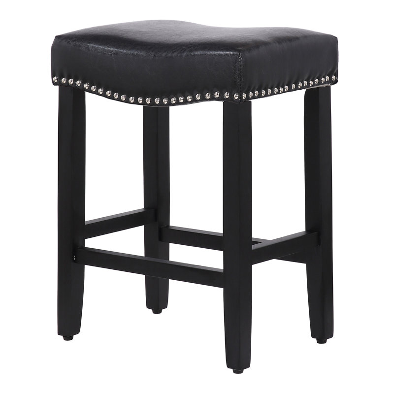 Jameson Upholstered Counter & Bar Stool (Set of 2), Black/Beige, 2, Counter Stool (24” Seat Height)