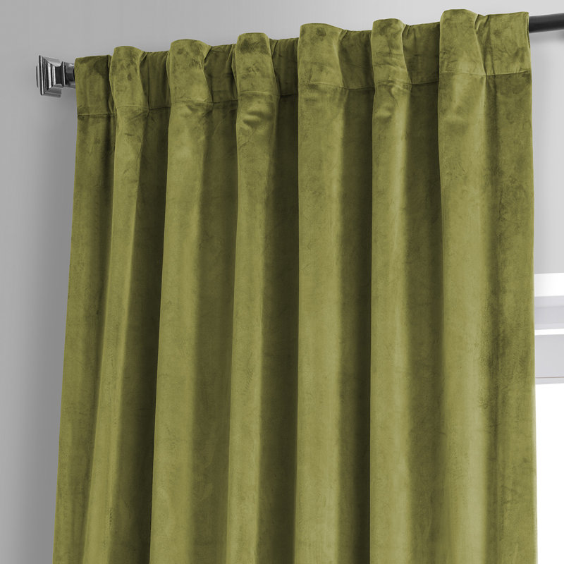 Loria Plush Velvet 100% Blackout Curtains For Bedroom, Living Room - Single Panel, 50" W x 84" L, Jalapeno Green